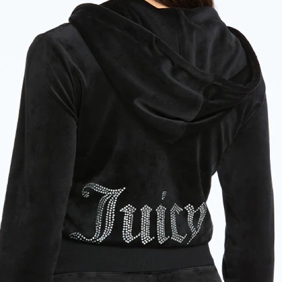 Juicy Couture Jackets & Blazers - JUICY COUTURE BLACK OG BIG BLING VELOUR HOODIE SIZE SMALL